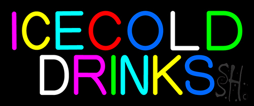 Multi Colored Ice Cold Drinks LED Neon Sign