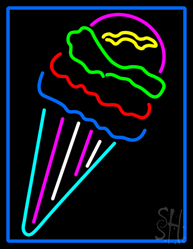 Multi Colored Ice Cream Cone Logo LED Neon Sign