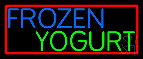 Oval Blue Green Frozen Yogurt LED Neon Sign