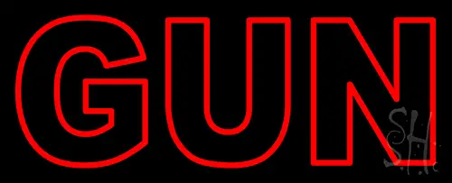 Red Double Stroke Gun LED Neon Sign