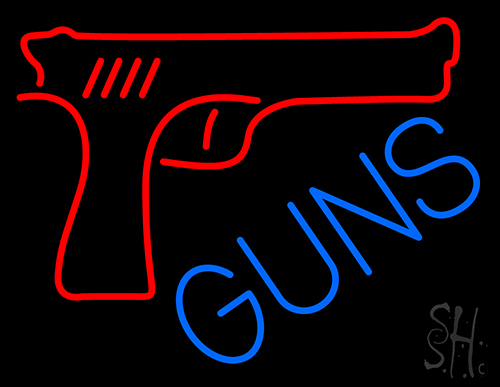 Red Guns Block LED Neon Sign