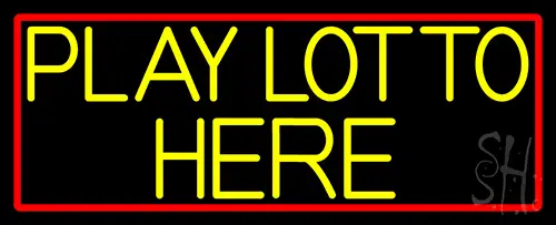 Yellow Play Lotto Here LED Neon Sign