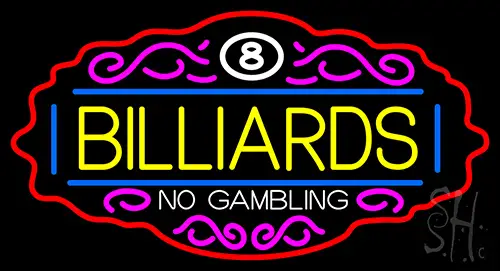Billiards No Gambling 1 LED Neon Sign