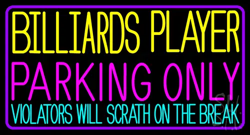 Billiards Player Parking Only 2 LED Neon Sign