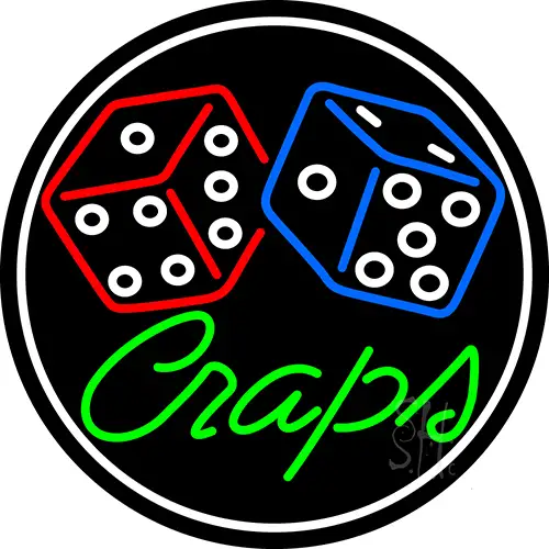 Green Craps Dice 1 LED Neon Sign