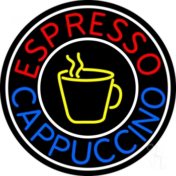 Round Cappuccino Espresso LED Neon Sign