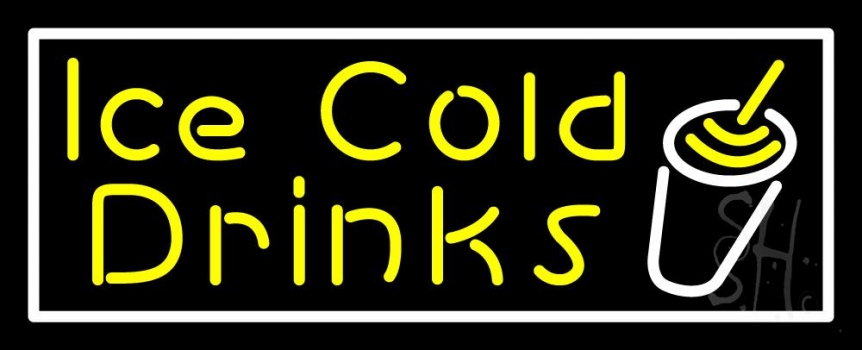 Yellow Ice Cold Drinks LED Neon Sign