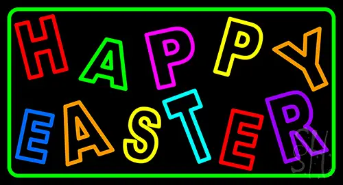 Purple Happy Easter 2 LED Neon Sign