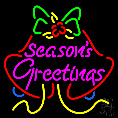 Seasons Greetings With Bell 2 LED Neon Sign