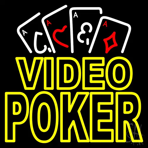 Video Poker With Cards LED Neon Sign