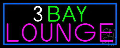 3 Bay Lounge With Blue Border LED Neon Sign
