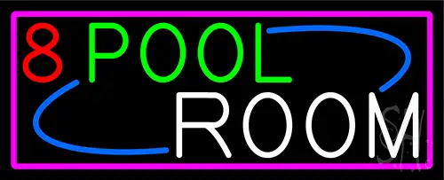 8 Pool Room With Pink Border LED Neon Sign