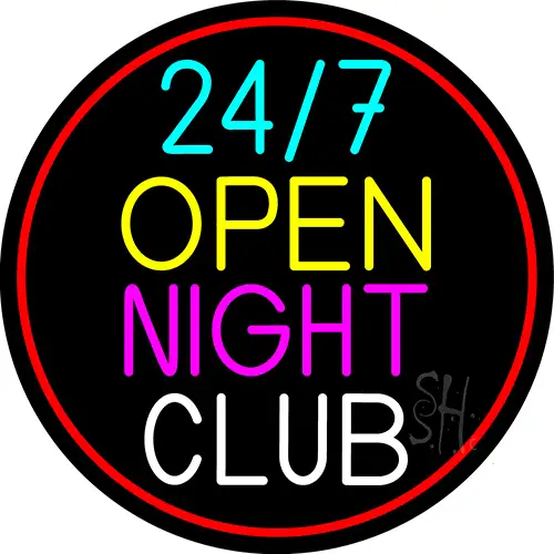 24 7 Open Night Club LED Neon Sign