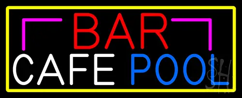 Bar Cafe Pool With Yellow Border LED Neon Sign