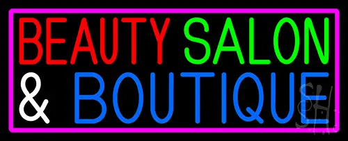 Beauty Salon And Boutique With Pink Border LED Neon Sign