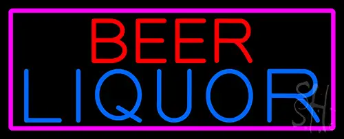Beer Liquor With Pink Border LED Neon Sign