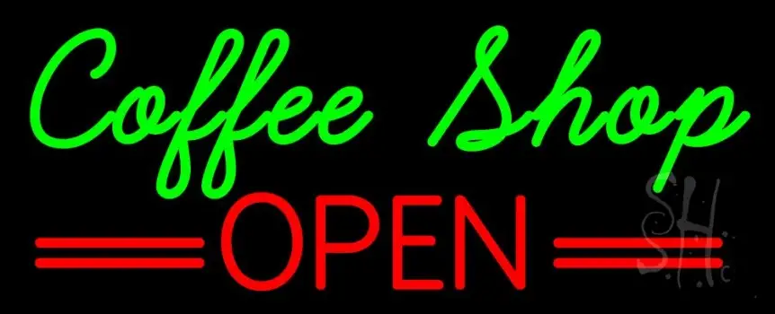 Green Coffee Shop Open LED Neon Sign