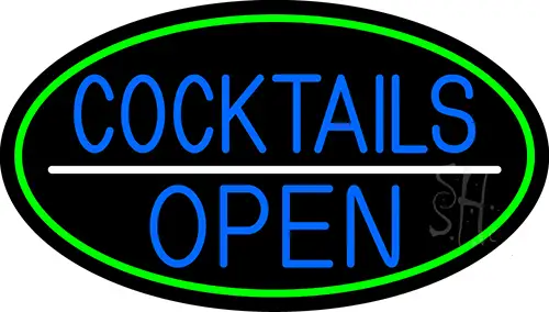 Blue Cocktails Open LED Neon Sign