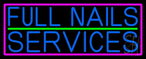 Blue Full Nail Services LED Neon Sign