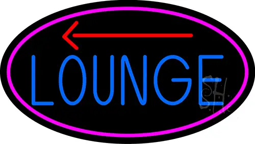 Blue Lounge And Arrow Oval With Pink Border LED Neon Sign