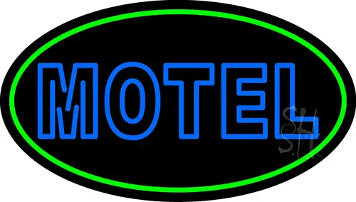 Blue Motel Double Stroke And Green Border LED Neon Sign