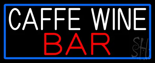 Cafe Wine Bar With Blue Border LED Neon Sign