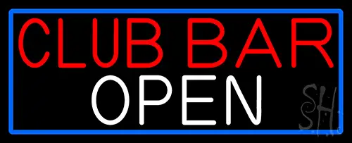 Club Bar Open With Blue Border LED Neon Sign