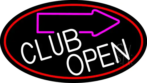 Club With Arrow Open LED Neon Sign