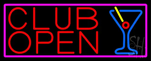 Club With Martini Glass Open LED Neon Sign