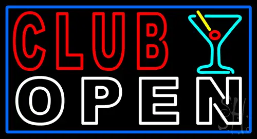 Club With Martini Glass Open LED Neon Sign