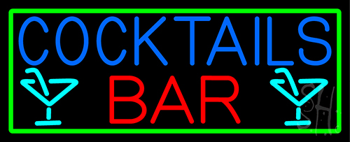Cocktail Bar With Wine Glass LED Neon Sign