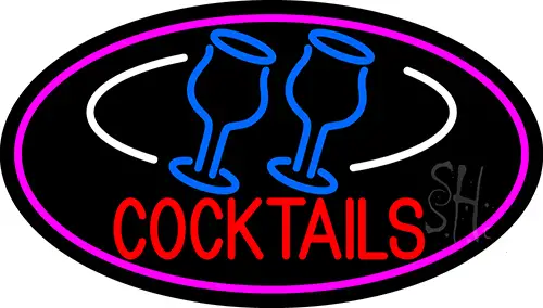 Cocktails With Two Glasses Open LED Neon Sign