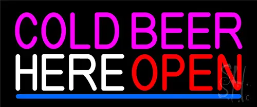 Cold Beer Here Open LED Neon Sign