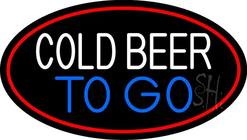 Cold Beer To Go Oval With Red Border LED Neon Sign