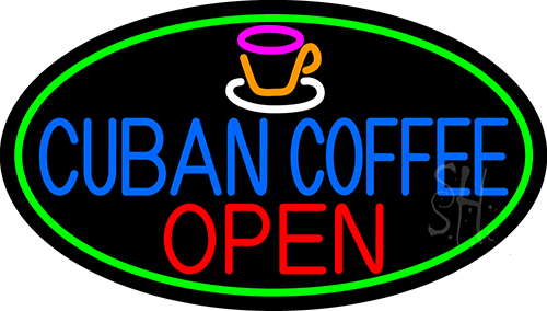 Cuban Coffee Red Open Logo LED Neon Sign