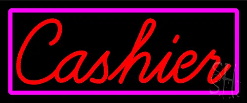 Cursive Red Cashier With Pink Border LED Neon Sign