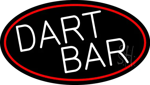 Dart Bar With Oval With Red Border LED Neon Sign