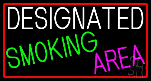 Designated Smoking Area With Red Border LED Neon Sign