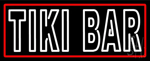 Duble Stroke Tiki Bar With Red Border LED Neon Sign