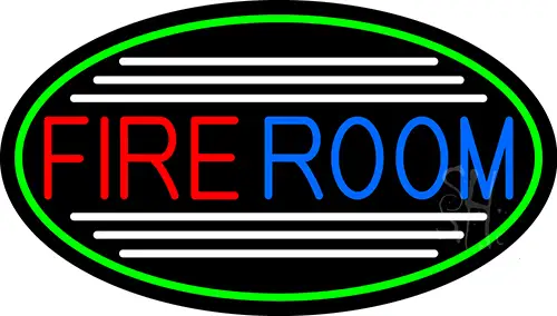 Fire Room Oval With Green Border LED Neon Sign