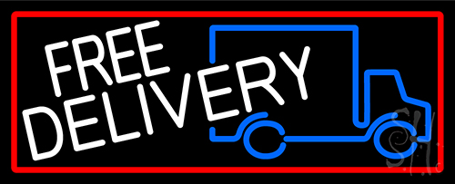 Free Delivery And Van With Red Border LED Neon Sign