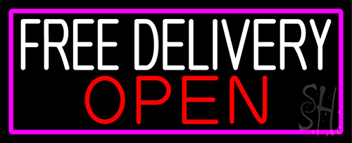 Free Delivery Open With Pink Border LED Neon Sign
