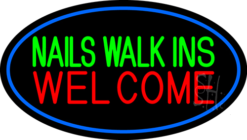 Green Nails Walk Ins Welcome LED Neon Sign