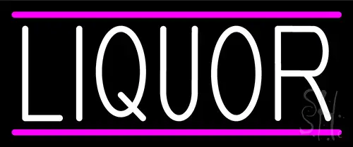 Liquors With Pink Out Line LED Neon Sign