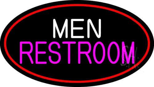 Men Restroom Oval With Red Border LED Neon Sign