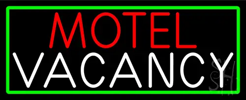 Motel Vacancy With Green LED Neon Sign