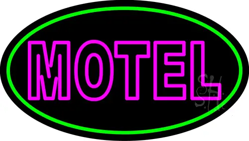 Motel With Green Border LED Neon Sign