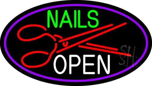 Nails Open With Scissors LED Neon Sign