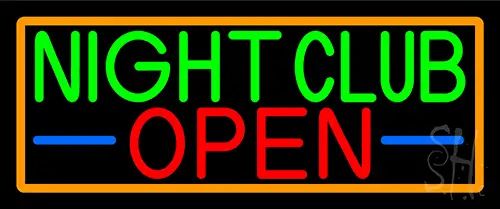 Night Club Open With Orange Border LED Neon Sign