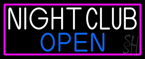 Night Club Open With Pink Border LED Neon Sign